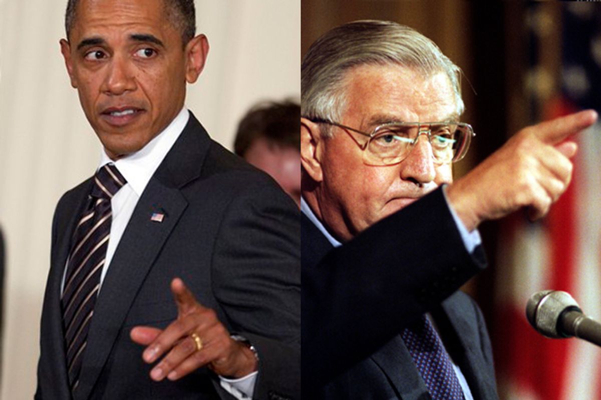 President Barack Obama and former Vice President Walter Mondale (AP/Reuters)