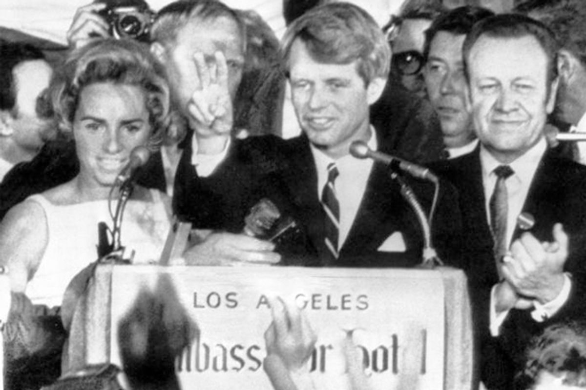 Robert Kennedy after winning the California primary in June 1968, shortly before his assassination. 