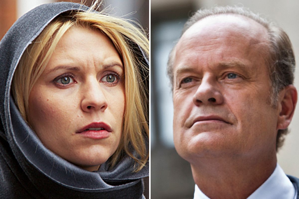 Claire Danes in "Homeland" and Kelsey Grammer in "Boss"                     (Showtime/Starz)