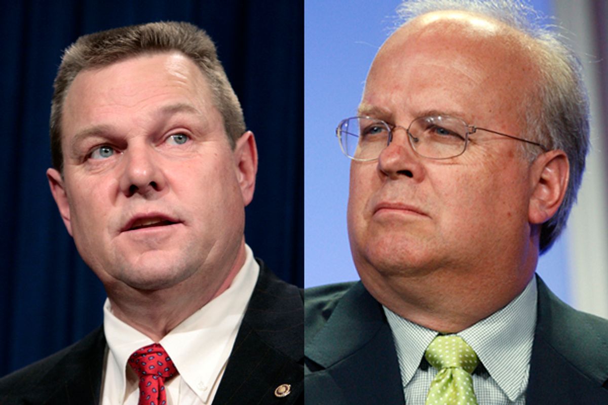 Sen. Jon Tester and Karl Rove      (Reuters)