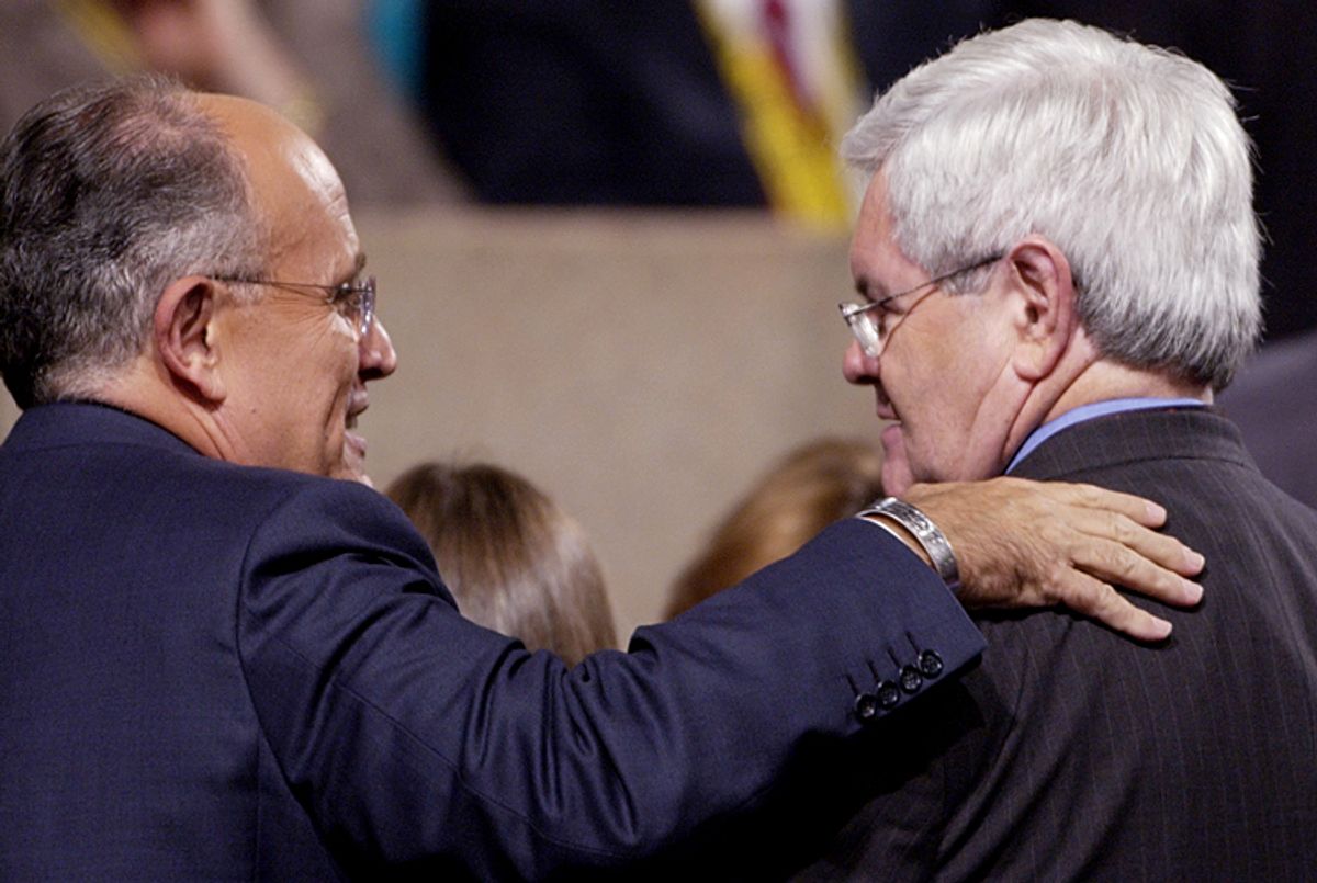  Former New York Mayor Rudy Giuliani, left, and Newt Gingrich        (AP)