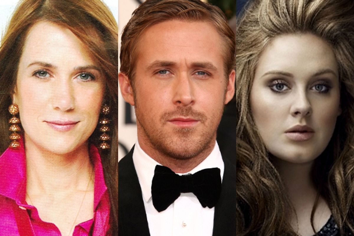  Kristen Wiig, Ryan Gosling and Adele.        (AP/Salon)