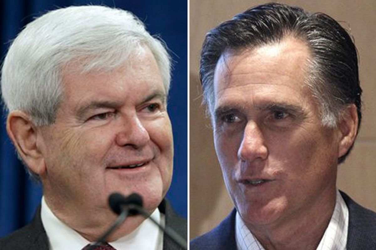 Newt Gingrich and Mitt Romney   (AP)