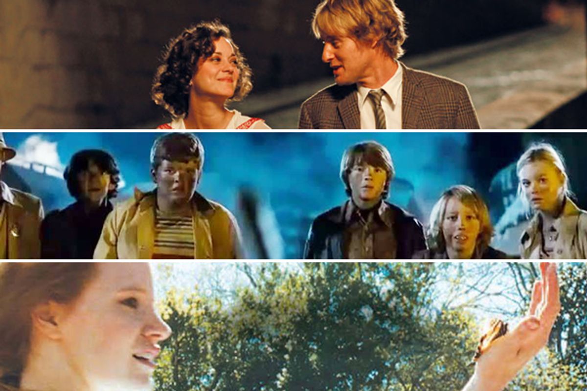 Stills from "Midnight in Paris," "Super 8" and "The Tree of Life"   