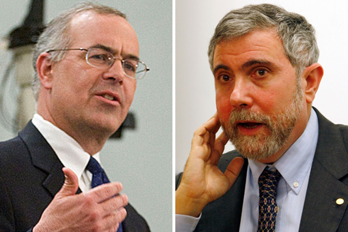  David Brooks and Paul Krugman            (<span about='http://www.flickr.com/photos/miller_center/5840212844' xmlns:cc='http://creativecommons.org/ns#'><a href='http://www.flickr.com/photos/miller_center/5840212844' rel='cc:attributionURL' target='_blank'>Miller_Center</a> / <a href='http://creativecommons.org/licenses/by/3.0/' rel='license' target='_blank'>CC BY 3.0</a></span>/Reuters)