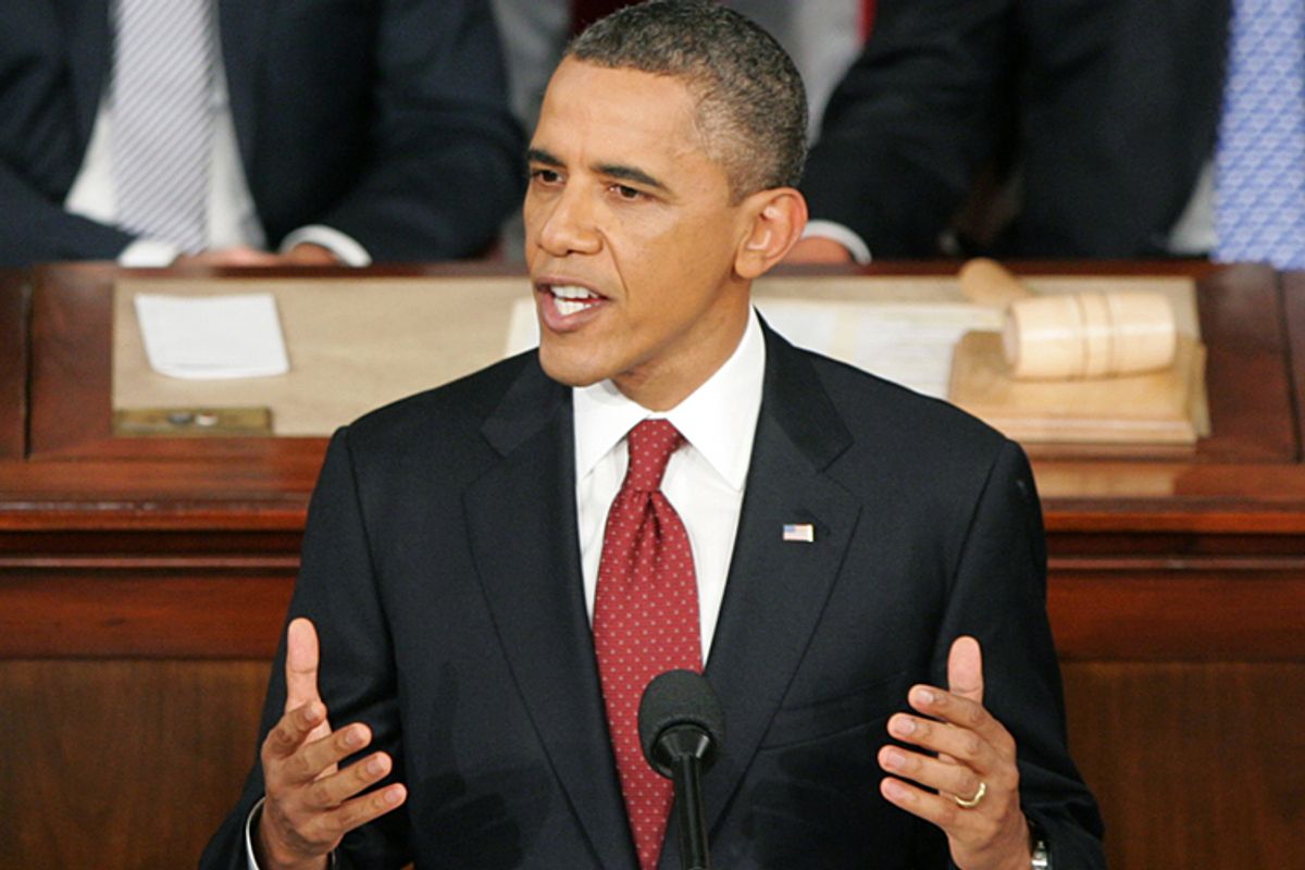 U.S. President Barack Obama delivers his State of the Union address.                                 (Jonathan Ernst / Reuters)