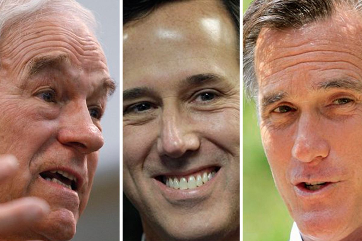  Ron Paul, Rick Santorum, Mitt Romney         (AP)
