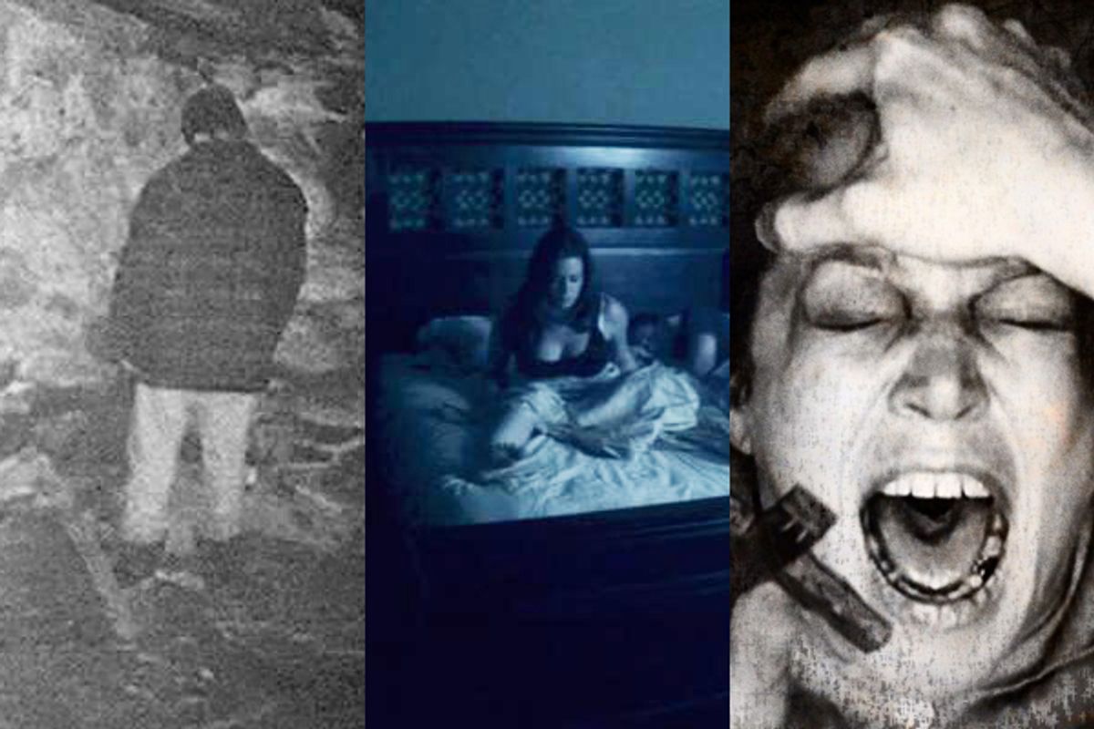 From left, "The Blair Witch Project," "Paranormal Activity" and "The Devil Inside"   