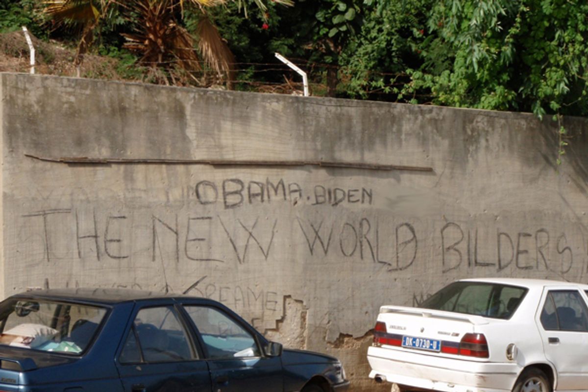 Graffiti on a wall in Dakar, Senegal, before the 2008 U.S. presidential election.     (Patrick Smith)