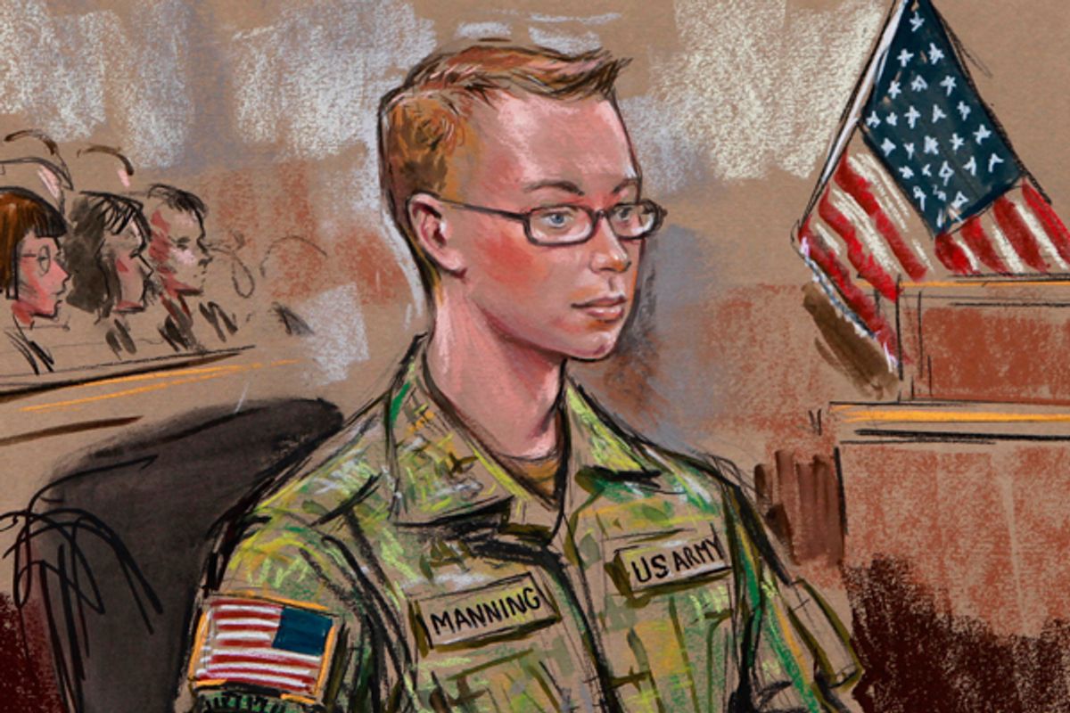 A sketch of Private Bradley Manning during his Army Article 32 hearing.      (Reuters)