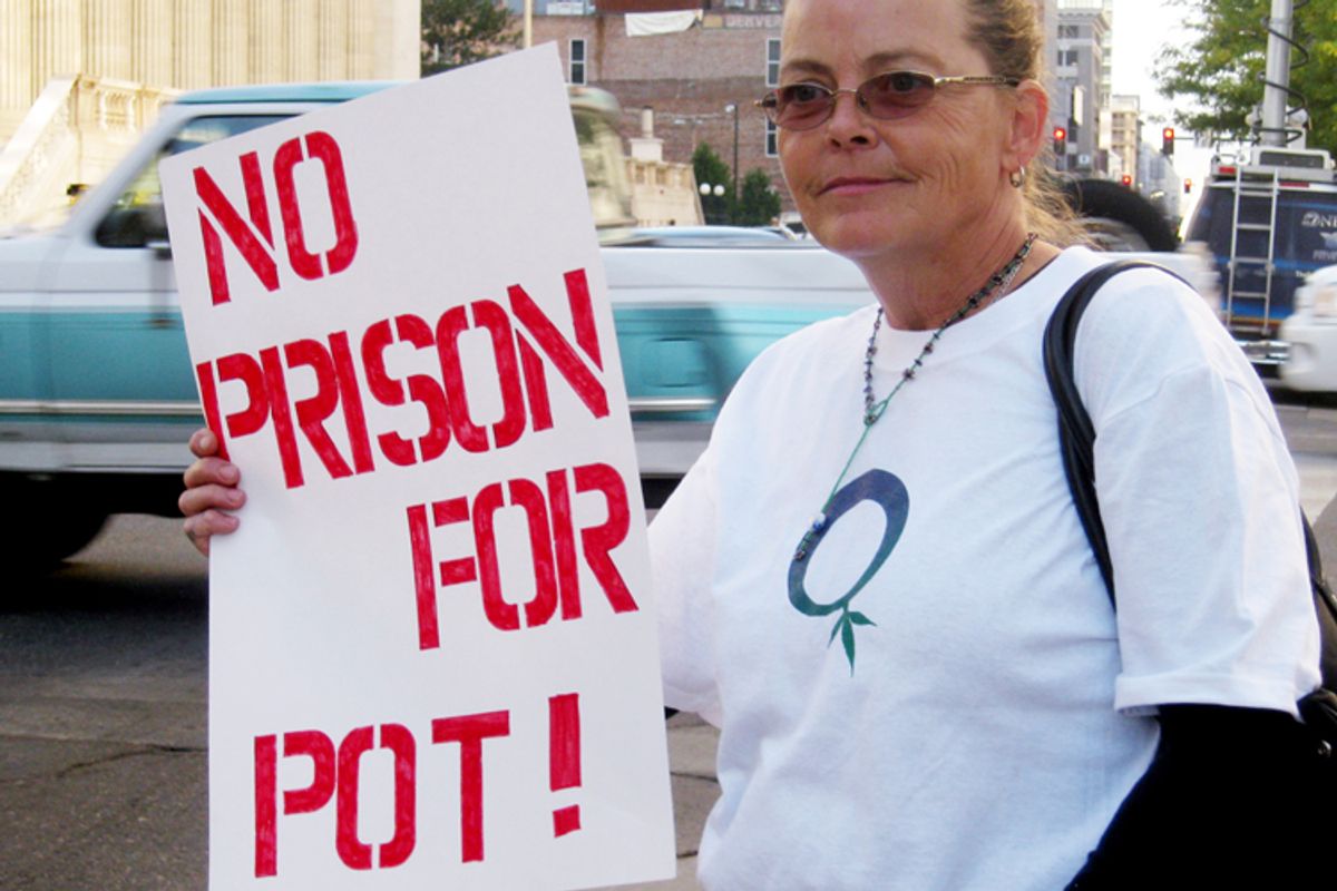 Marijuana activist Carrie Sandoval at a protest in Denver on Wednesday, Sept 22, 2010      (AP/Kristen Wyatt)
