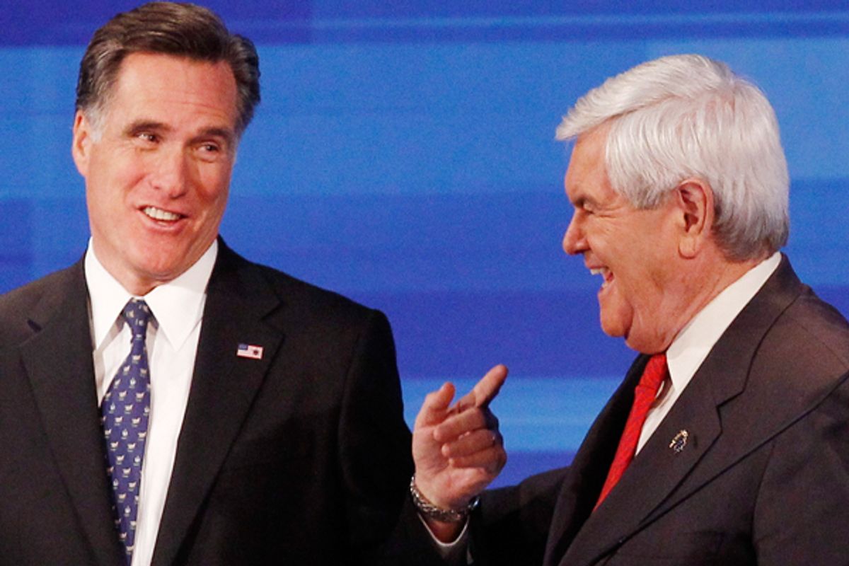 Mitt Romney and Newt Gingrich  (Reuters/Jim Young)
