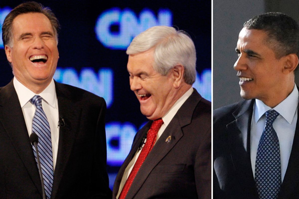 Mitt Romney, Newt Gingrich and Barack Obama (Reuters)