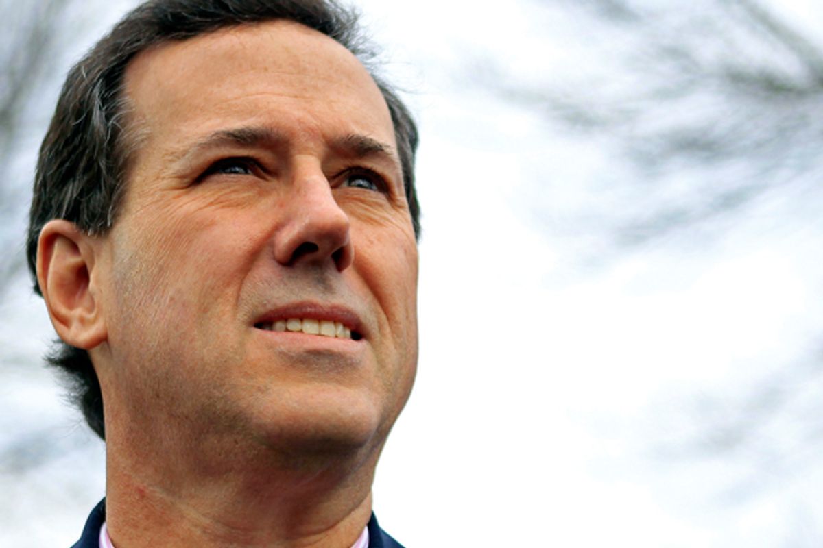 Rick Santorum in New Hampshire on Monday.    (Reuters/Adam Hunger)