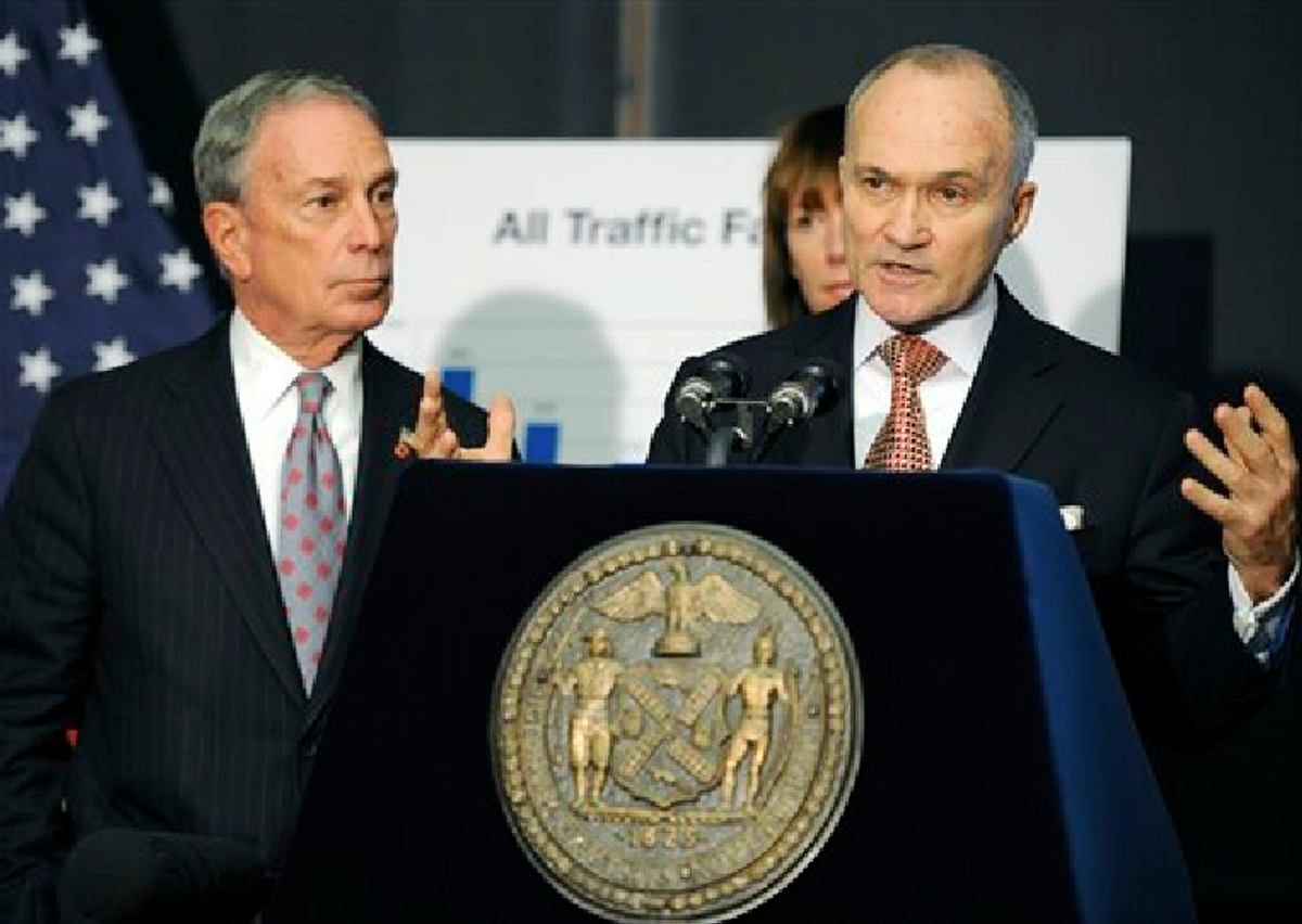 In this Dec. 29, 2011, file photo, New York City Police Commissioner Ray Kelly speaks at a news conference with New York Mayor Michael Bloomberg, left, in Brooklyn, N.Y.   (AP Photo/Henny Ray Abrams, File)