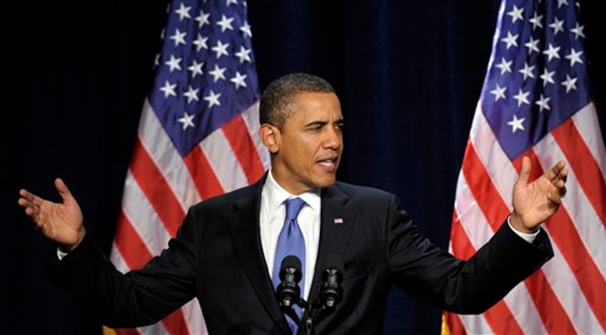 President Barack Obama speaks during a fundraiser at the Biltmore Hotel in Coral Gables, Fla., Thursday, Feb. 23, 2012. (AP Photo/Susan Walsh)         (AP)