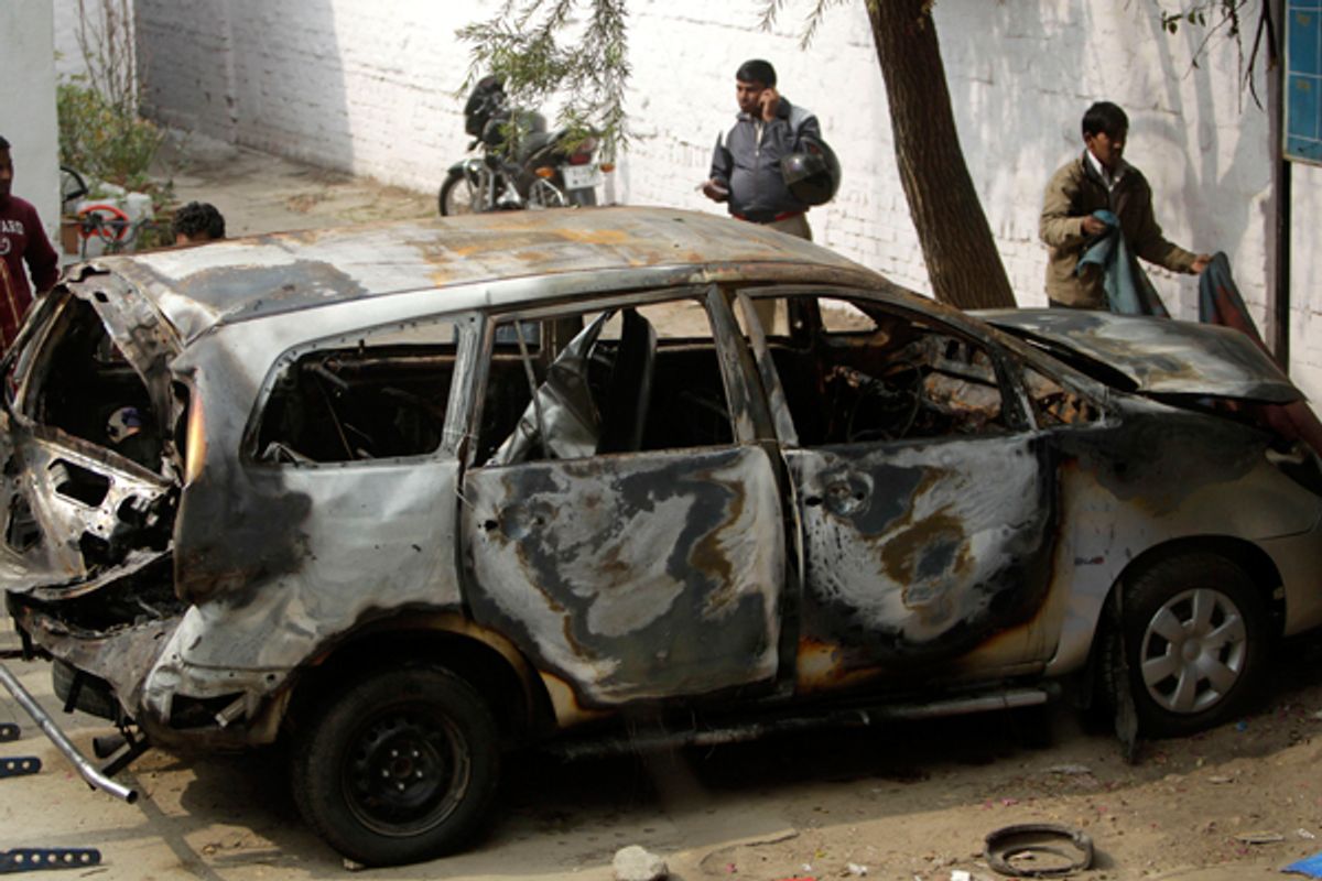  Israeli diplomat's car damaged in an explosion in India..     (AP/Mustafa Quraishi)