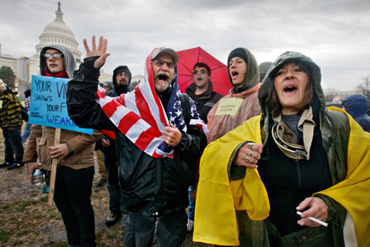 Occupy Wall Street protesters demonstrate on Capitol Hill in Washington on Jan. 17.

  (AP/J. Scott Applewhite)