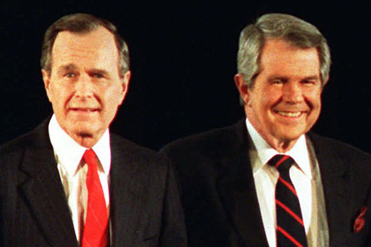 George H.W. Bush and Pat Robertson in 1988.        (AP/Jim Cole)