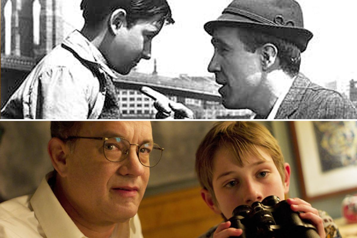 Stills from "A Thousand Clowns" (top) and "Extremely Loud and Incredibly Close"        