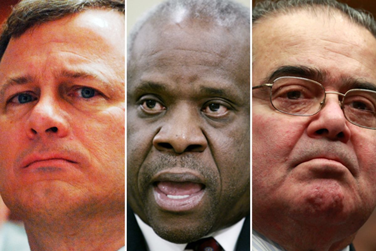 John Roberts, Clarence Thomas and Antonin Scalia       (Reuters)