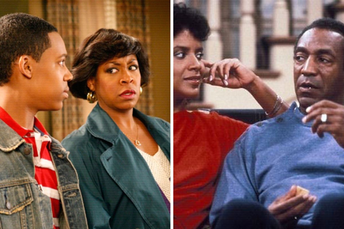 A still from "Everybody Hates Chris", left. Right: a still from "The Cosby Show"       (tv.com/IMDB)