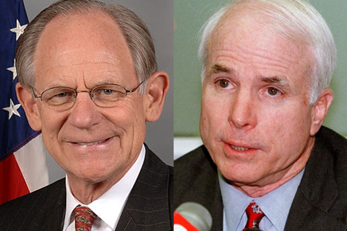 Rep. Mike Castle and Sen. John McCain           (Reuters/Wikipedia)