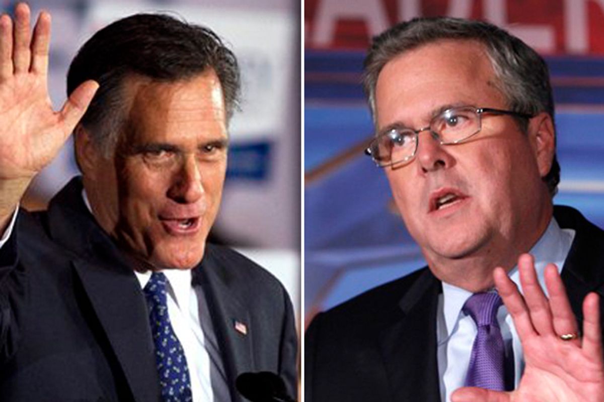 Mitt Romney and Jeb Bush (AP/Steve Senne/Wilfredo Lee)