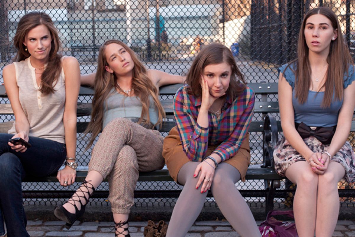 Allison Williams, Jemima Kirke, Lena Dunham and Zosia Mamet in "Girls"    