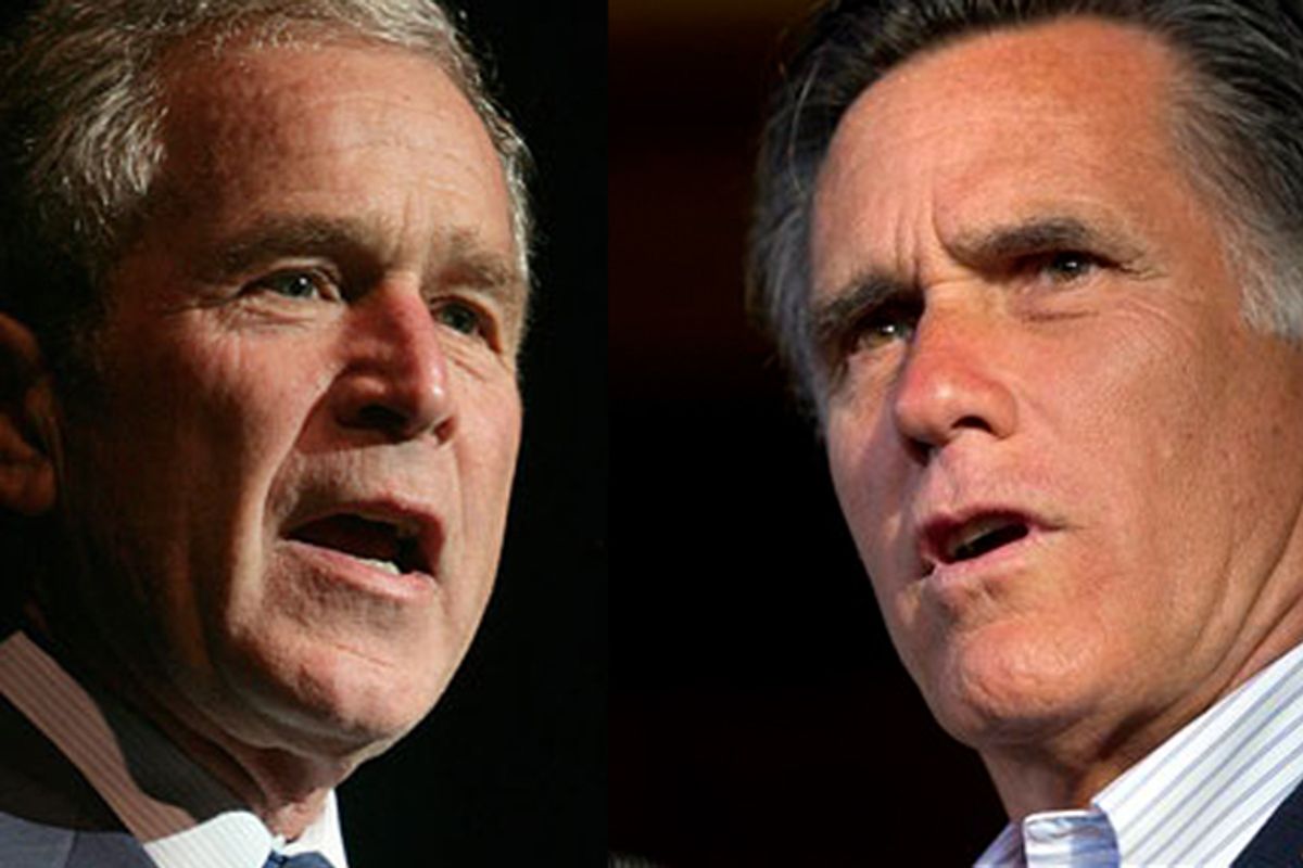 George W. Bush and Mitt Romney      (AP)