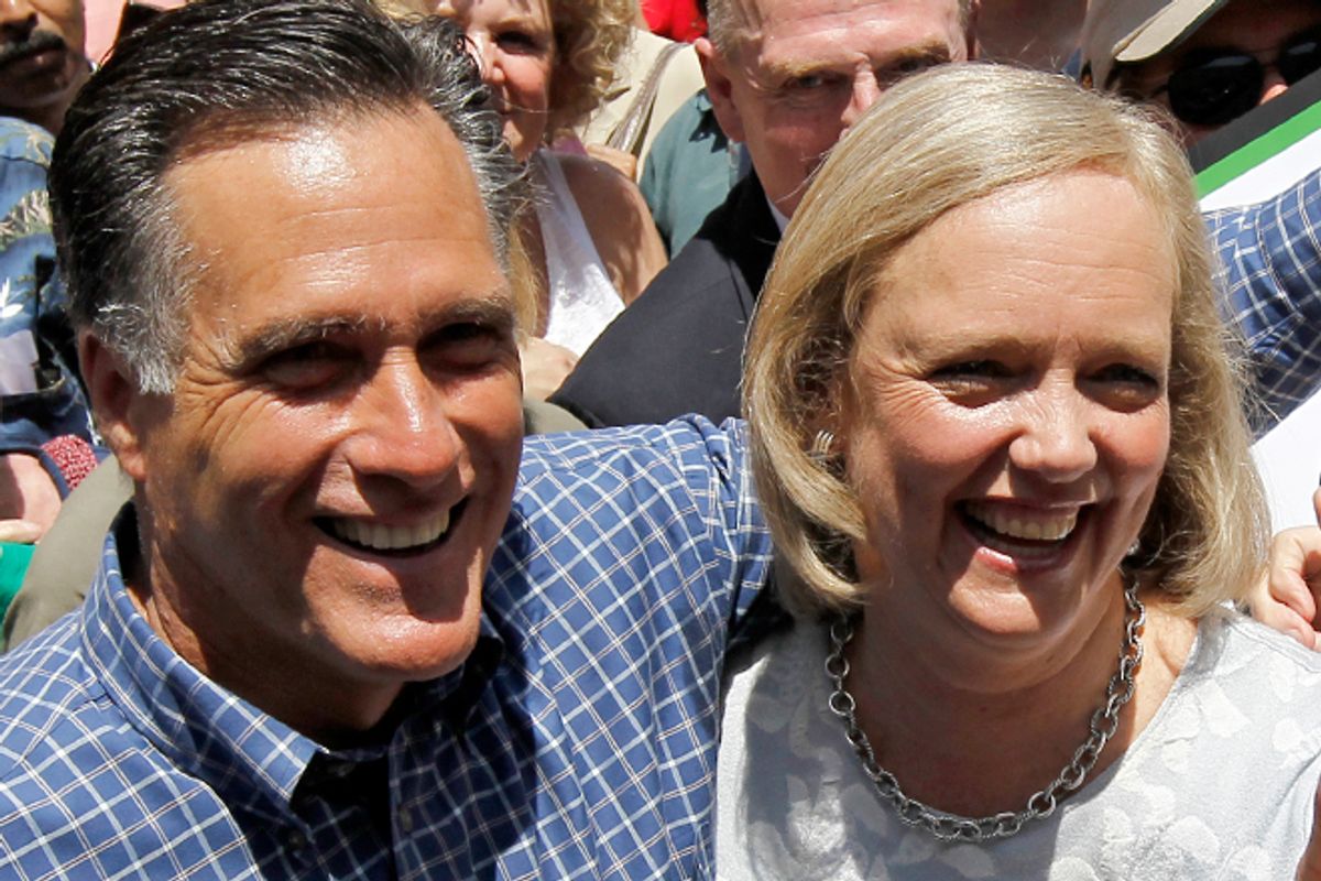 Mitt Romney and Meg Whitman           (AP/Chris Carlson)