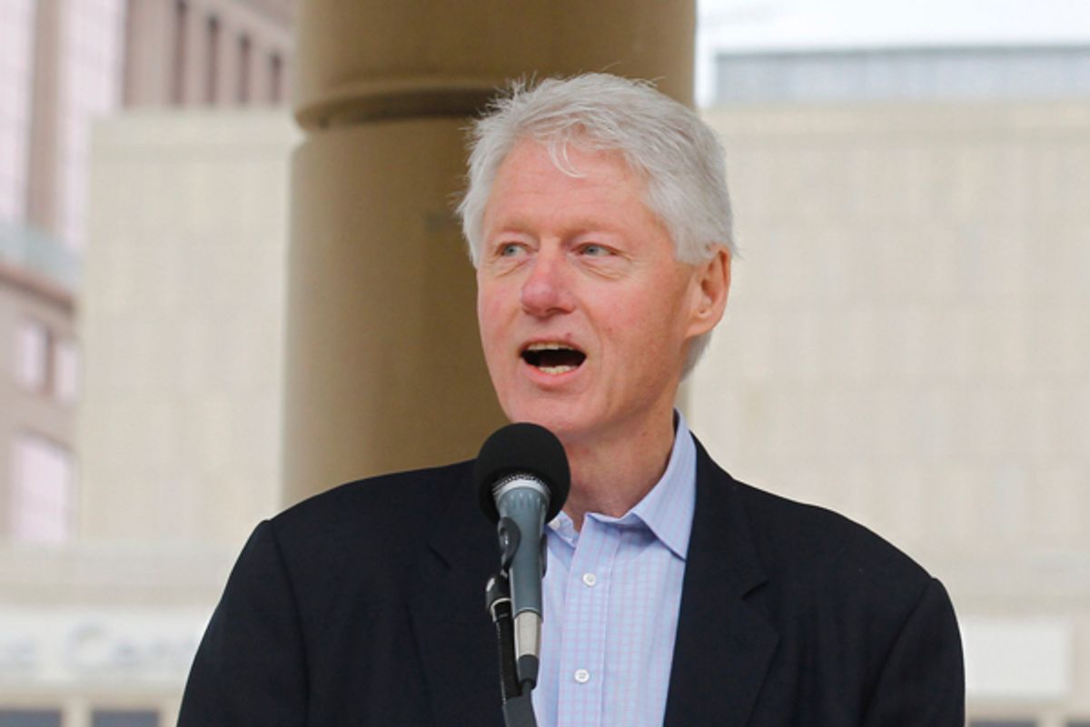 Bill Clinton in Wisconsin on Friday.    (AP/Jeffrey Phelps)