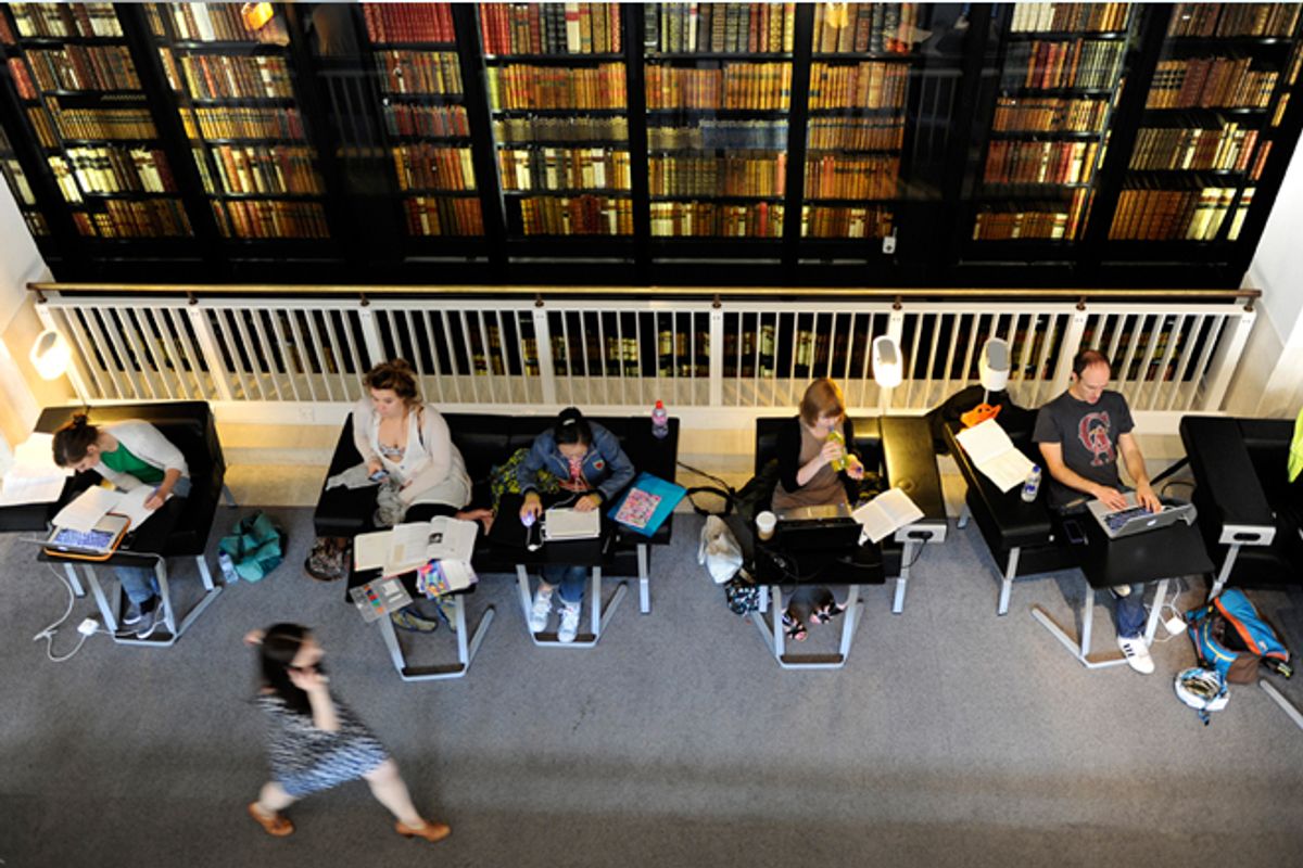 People studying at the British Library in London.         (Reuters/Paul Hackett)