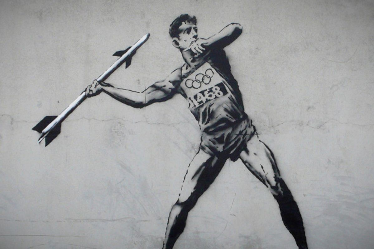 Graffiti artist Banksy strikes again.        