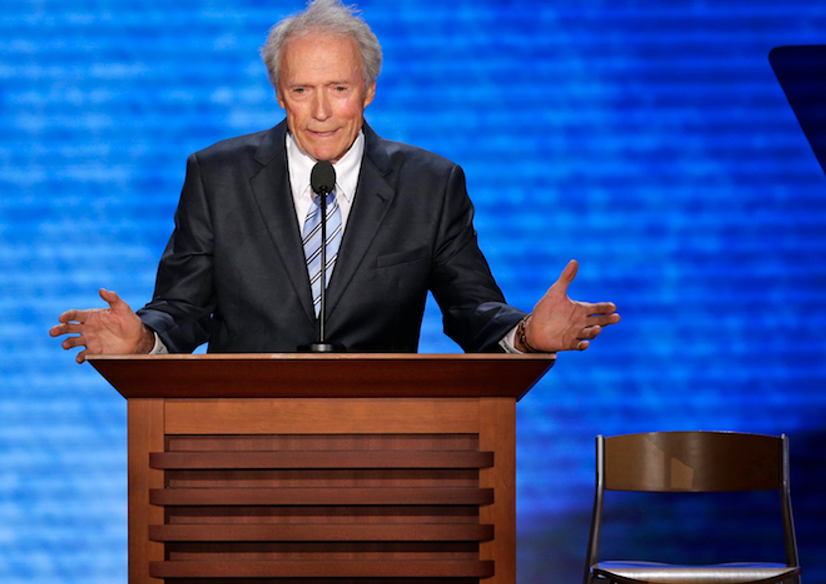 Actor Clint Eastwood addresses the Republican National Convention in Tampa, Fla., on Thursday, Aug. 30, 2012.  (AP Photo/J. Scott Applewhite)
