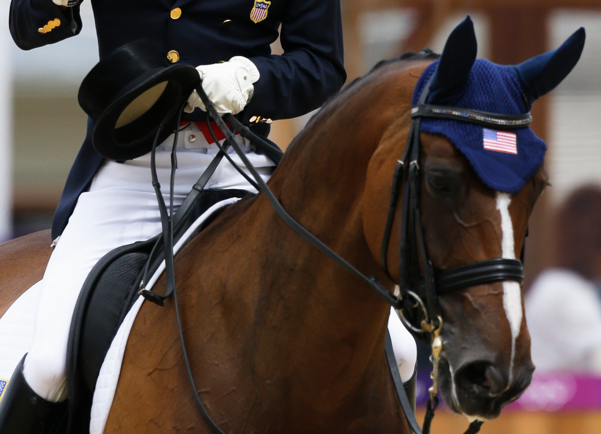 The author, competing in the equestrian dressage competition, at the 2012 Summer Olympics.   (AP)