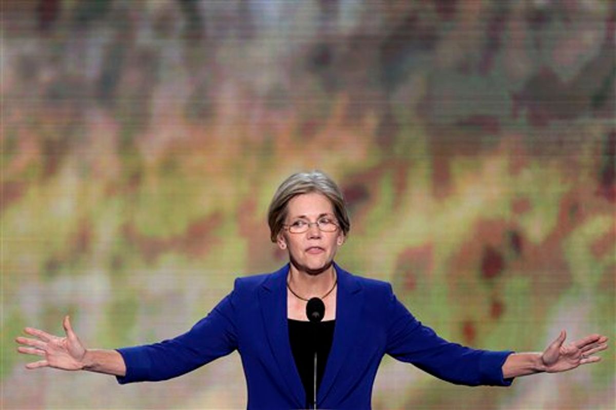 Senate candidate from Massachusetts Elizabeth Warren addresses the Democratic National Convention. (AP/J. Scott Applewhite)     (Associated Press)