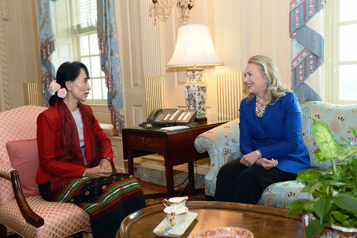  Daw Aung San Suu Kyi and Hillary Rodham Clinton.   (State Department)