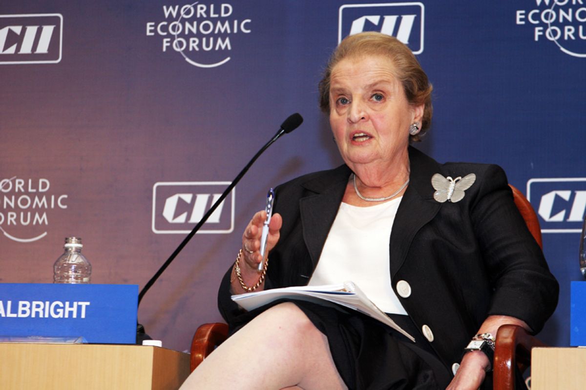 Madeleine Albright, at the World Economic Forum India summit in 2007.    (Wikipedia)