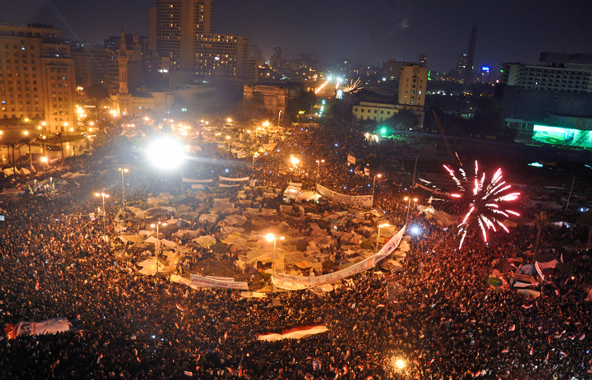  Tahrir Square, February 2011 (Wikimedia/ Jonathan Rashad)       