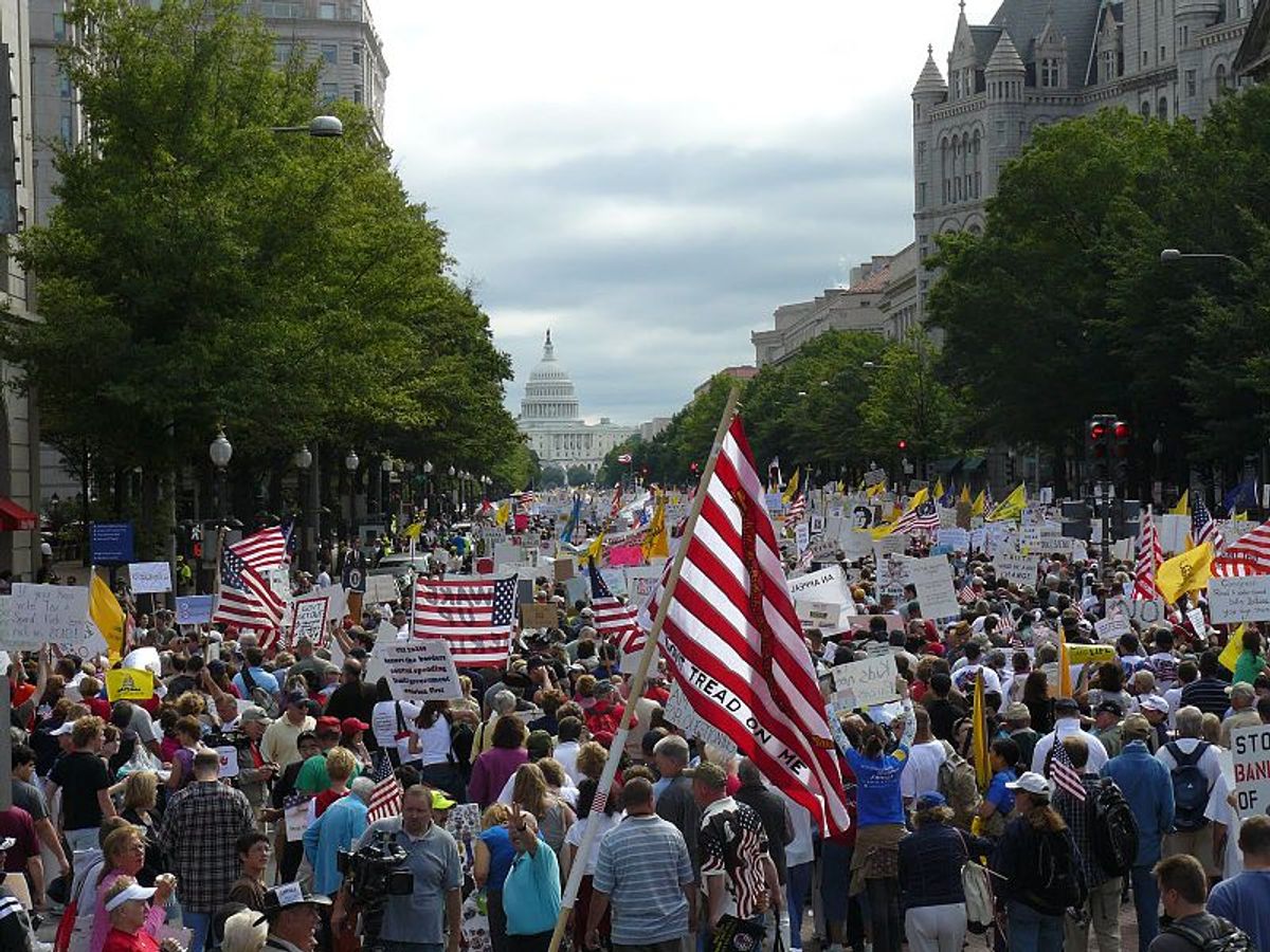  A Tea Party Protest in Washington D.C., September, 2009.              (Wikipedia)