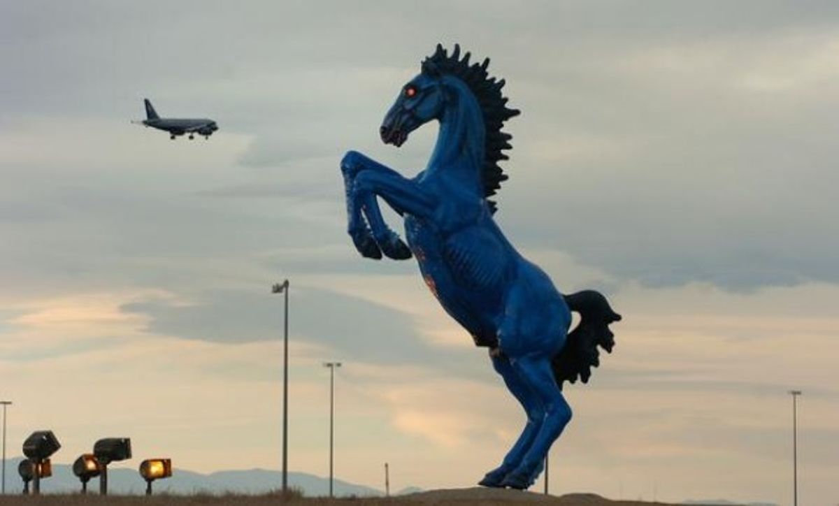 Luis Jimenez’s “Mustang” at the Denver International Airport. Image from Denverpost.com. 