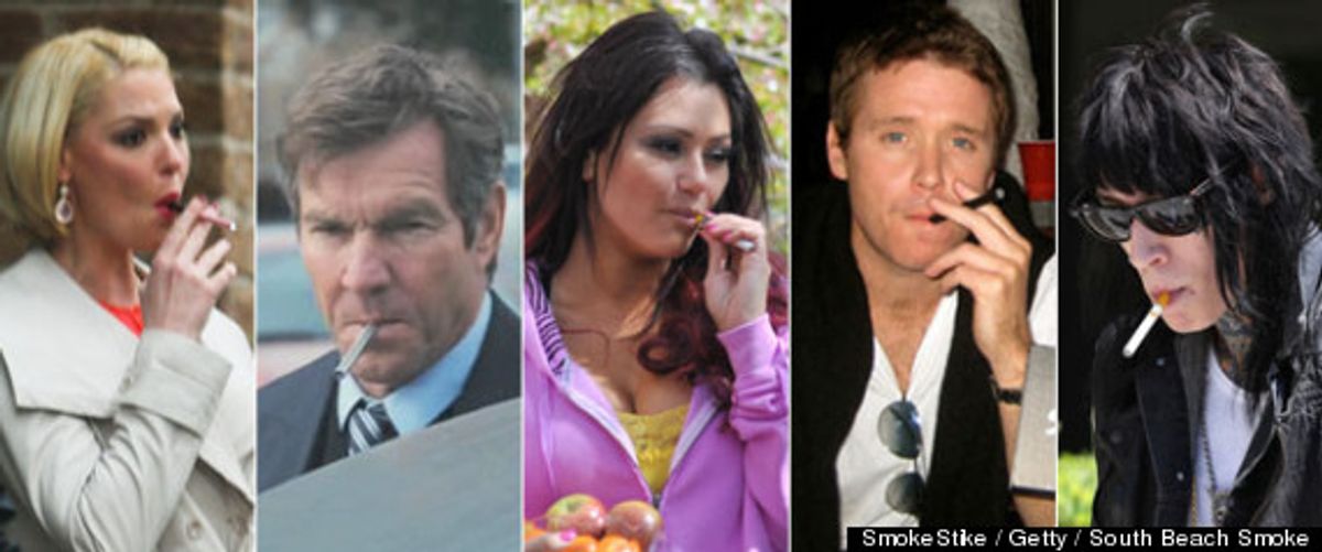  From left to right: Katherine Heigl, Dennis Quaid, JWOWW, Kevin Connolly, Trace Cyrus        (South Beach Smoke)