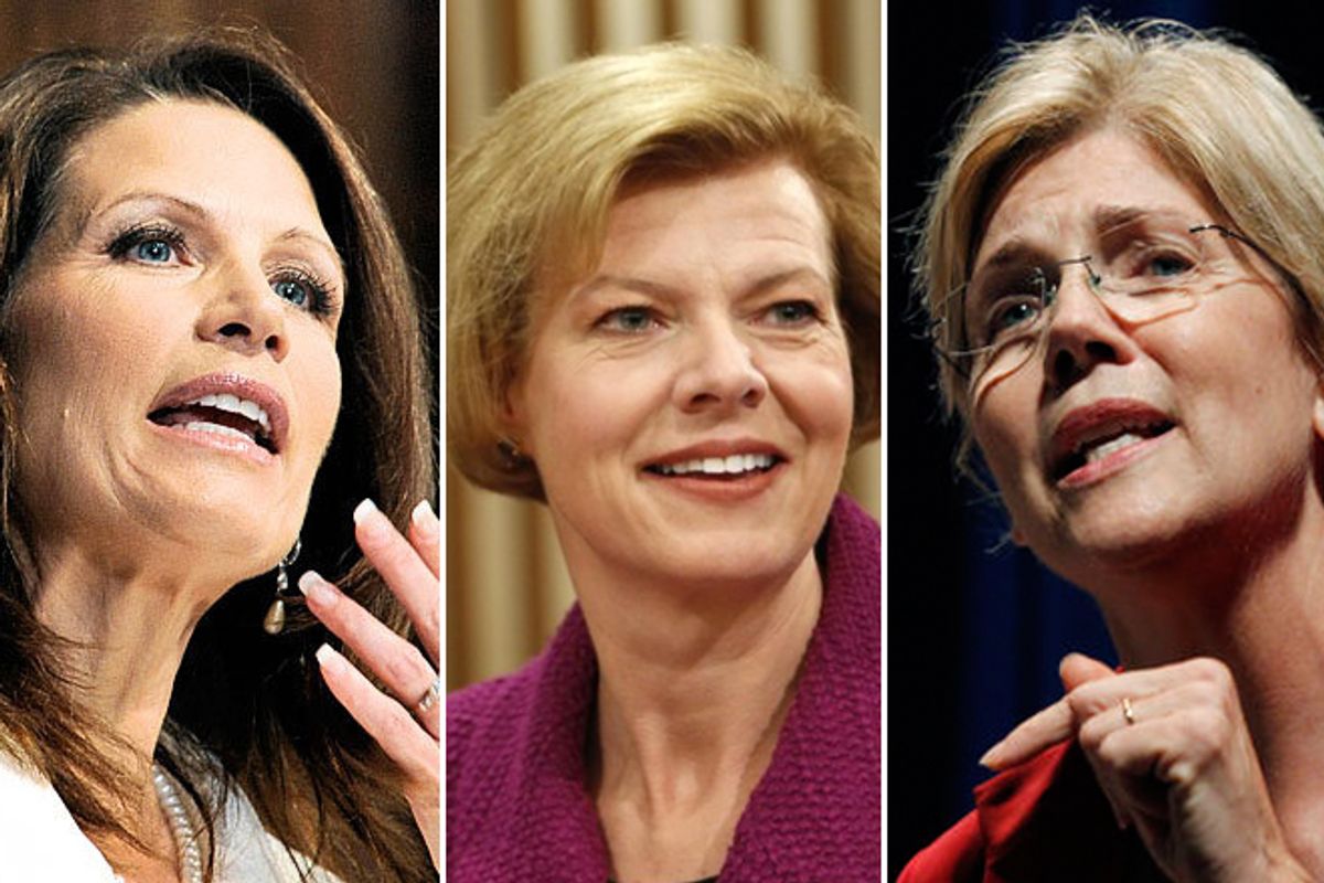 Michele Bachmann, Tammy Baldwin and Elizabeth Warren    (AP/Reuters)