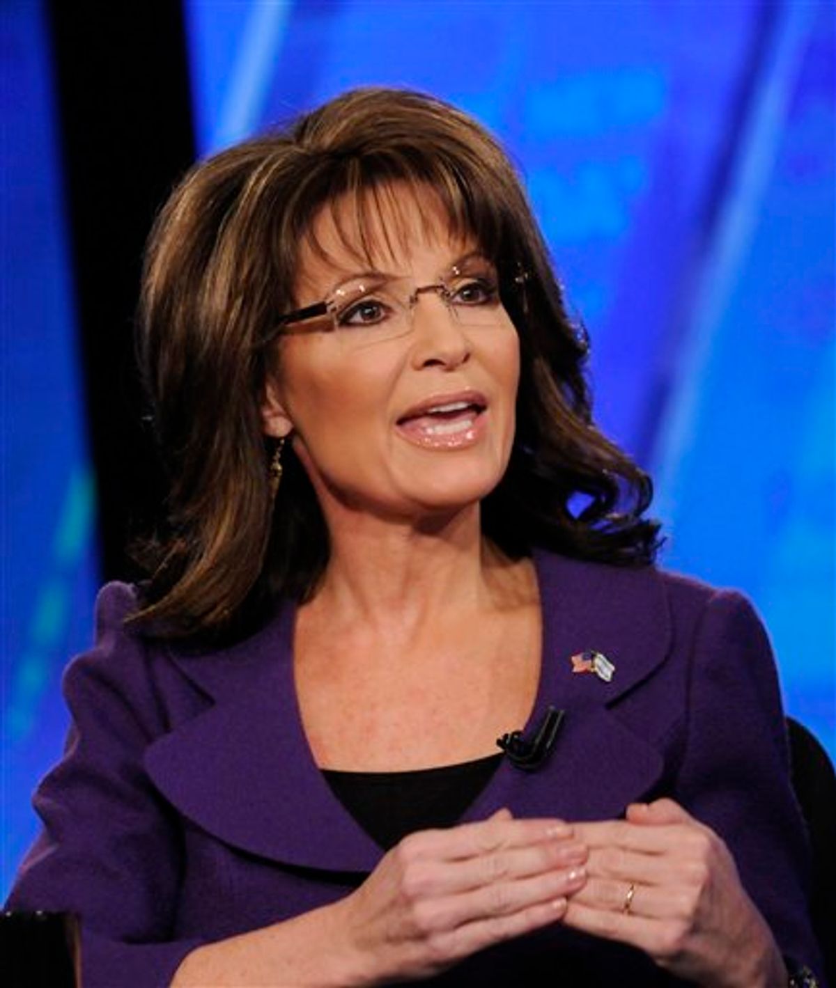 Former Alaska Gov. Sarah Palin talks on Fox News Sunday in Washington. (AP/Fox News, Fred Watkins)                      