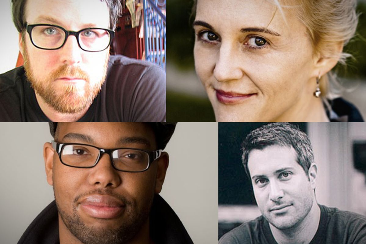 Clockwise from top left: Anthony Swofford, Meghan Daum, Darin Strauss, Ta-Nehisi Coates  