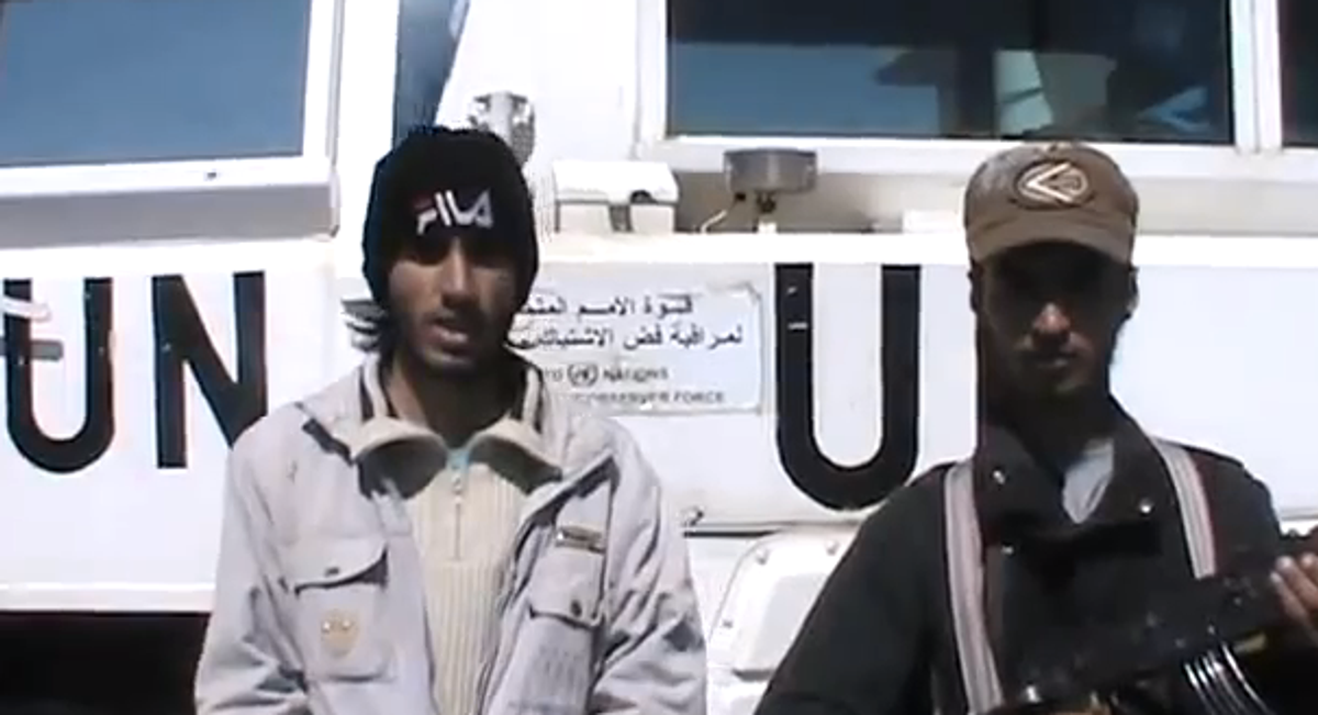 Rebel group, Martyrs of Yarmook, took 21 U.N. peacekeepers hostage (YouTube) 