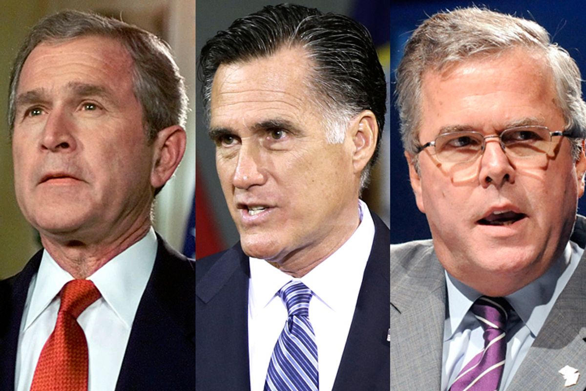 George W. Bush, Mitt Romney, Jeb Bush        (Reuters/David Manning)