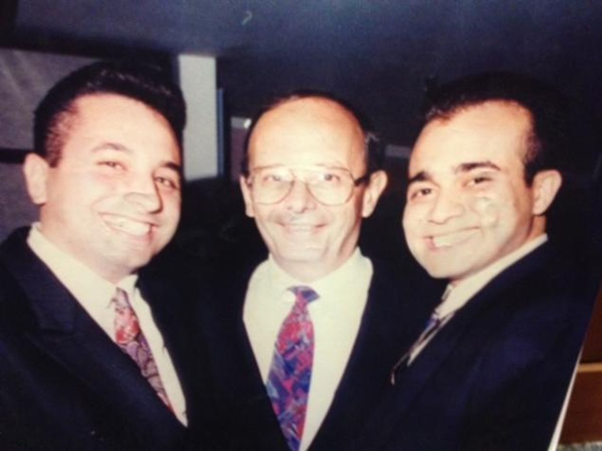 Left to right: Bonanno associate Joseph Gambina, former Sen. Alfonse D'Amato and Gambino associate Ralph Sciulla. According to Gambina, the photo 'was on the wall opposite the counter' at the mobbed-up Giannini’s restaurant in Maspeth. 