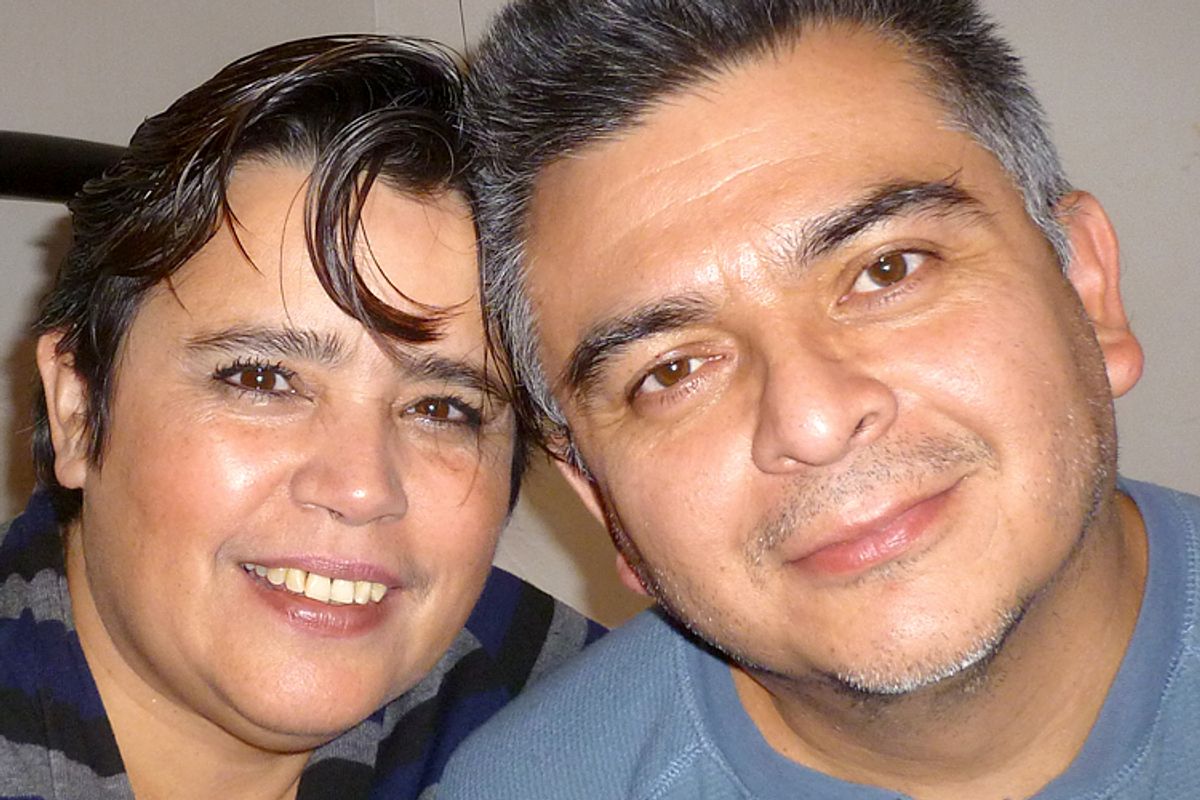 Carlos Centeno, a Chicago-area temporary worker who died after a workplace accident, and his partner, Velia Carbot.        